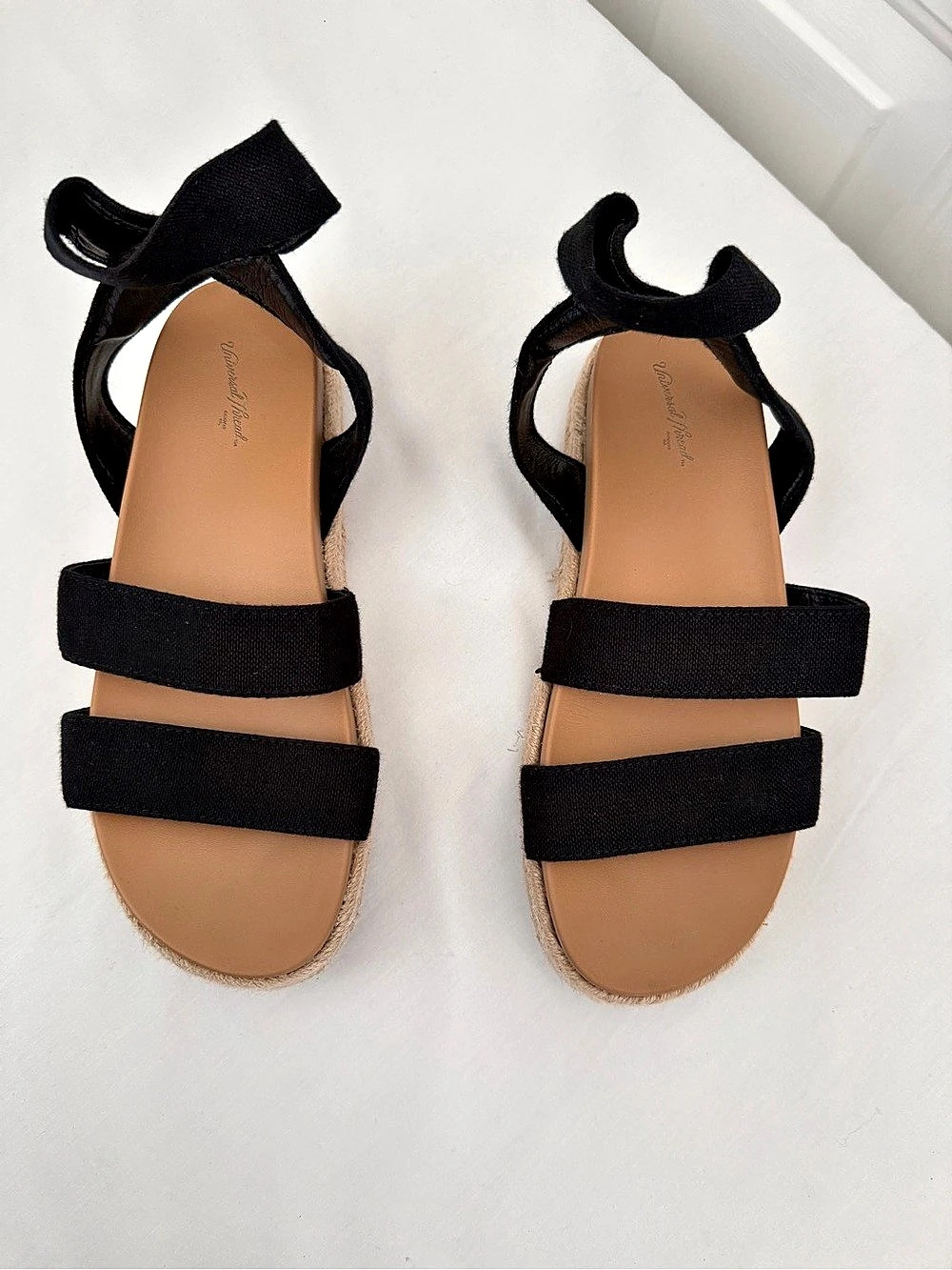 Universal Thread Donny Wedge Sandals Black & Brown US 9
